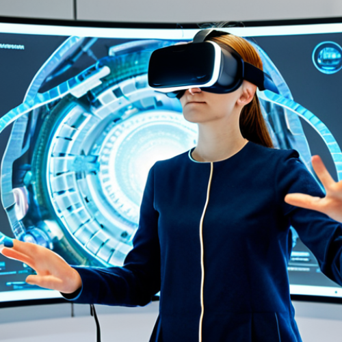 **Prompt for Immersive VR/AR Learning:**
    A focused young adult student, wearing a sleek virtual reality headset and modest clothing, interacts with a luminous 3D holographic projection of a complex mechanical engine in a clean, modern virtual laboratory setting. The student's hands are precisely positioned, appearing to manipulate components within the virtual space, showcasing a seamless immersive learning experience. The scene emphasizes innovation and engagement. perfect anatomy, correct proportions, natural pose, well-formed hands, proper finger count, natural body proportions, fully clothed, modest clothing, appropriate attire, professional dress, safe for work, appropriate content, professional photography, high quality.