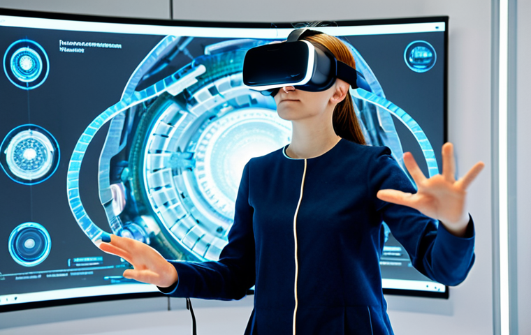 **Prompt for Immersive VR/AR Learning:**
    A focused young adult student, wearing a sleek virtual reality headset and modest clothing, interacts with a luminous 3D holographic projection of a complex mechanical engine in a clean, modern virtual laboratory setting. The student's hands are precisely positioned, appearing to manipulate components within the virtual space, showcasing a seamless immersive learning experience. The scene emphasizes innovation and engagement. perfect anatomy, correct proportions, natural pose, well-formed hands, proper finger count, natural body proportions, fully clothed, modest clothing, appropriate attire, professional dress, safe for work, appropriate content, professional photography, high quality.